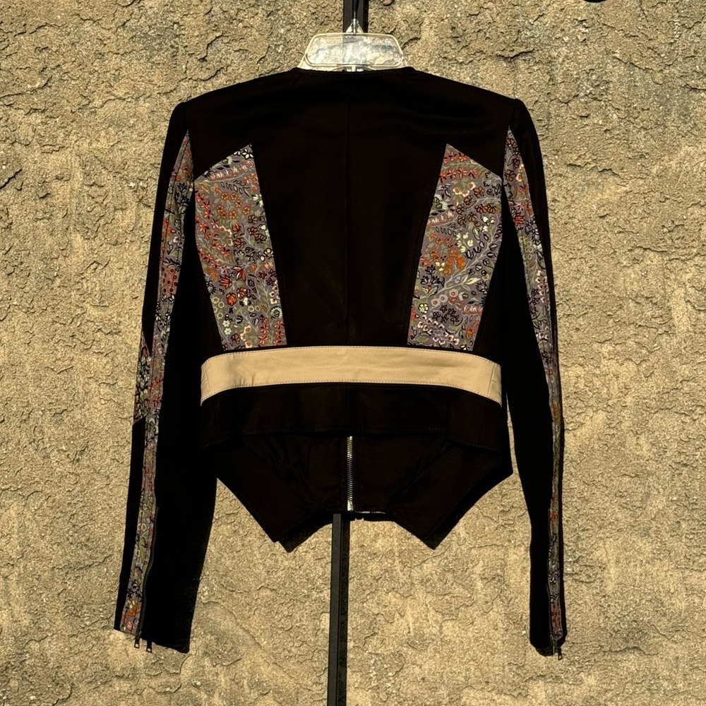 BCBG Max Azria Patchwork Style Moto‎ Jacket Sz Small - Picture 2 of 5